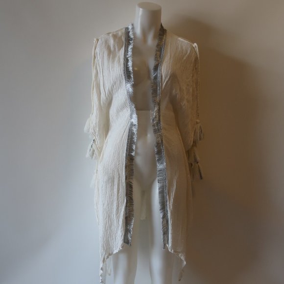 A&B CREAM/SILVER SWIM COVERUP - SZ S/M - Picture 1 of 7
